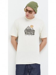 βαμβακερό μπλουζάκι vans ανδρικά, χρώμα: μπεζ 100% βαμβάκι