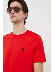 βαμβακερό μπλουζάκι tommy hilfiger ανδρικά, χρώμα: κόκκινο 100% βαμβάκι