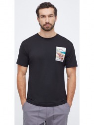 αθλητικό μπλουζάκι smartwool mountain patch graphic χρώμα: μαύρο 56% μαλλί μερινός, 44% ανακυκλωμένο