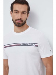 βαμβακερό μπλουζάκι tommy hilfiger ανδρικά, χρώμα: άσπρο 100% βαμβάκι