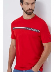 βαμβακερό μπλουζάκι tommy hilfiger ανδρικά, χρώμα: κόκκινο 100% βαμβάκι