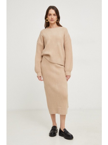 σετ - πουλόβερ και φούστα answear lab χρώμα μπεζ 60%