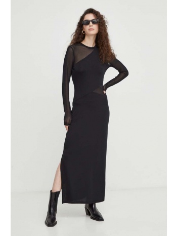 φόρεμα bruuns bazaar χρώμα μαύρο κύριο υλικό 95% βισκόζη