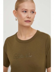 βαμβακερό μπλουζάκι g-star raw γυναικεία, χρώμα: πράσινο 100% οργανικό βαμβάκι