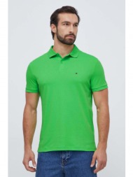 βαμβακερό μπλουζάκι πόλο tommy hilfiger χρώμα: πράσινο 100% βαμβάκι