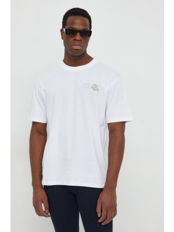 βαμβακερό μπλουζάκι lindbergh ανδρικά, χρώμα άσπρο 100%