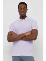 βαμβακερό μπλουζάκι πόλο united colors of benetton χρώμα: μοβ 100% βαμβάκι