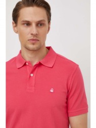 βαμβακερό μπλουζάκι πόλο united colors of benetton χρώμα: ροζ 100% βαμβάκι