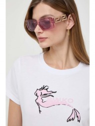 βαμβακερό μπλουζάκι pinko γυναικεία, χρώμα: άσπρο 100% βαμβάκι