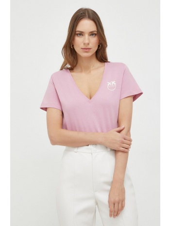 βαμβακερό μπλουζάκι pinko γυναικεία, χρώμα ροζ 100% βαμβάκι