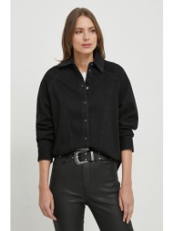 τζιν πουκάμισο pepe jeans χρώμα: μαύρο 100% βαμβάκι