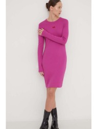 φόρεμα hugo χρώμα: ροζ 96% βαμβάκι, 4% σπαντέξ