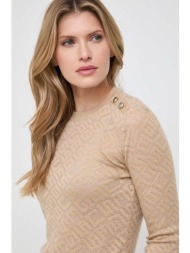 πουλόβερ με προσθήκη μαλλιού guess γυναικεία, χρώμα: μπεζ 47% πολυαμίδη, 26% ακρυλικό, 18% πολυεστέρ