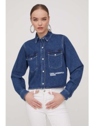 τζιν πουκάμισο karl lagerfeld jeans χρώμα: ναυτικό μπλε 100% οργανικό βαμβάκι