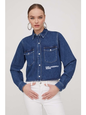 τζιν πουκάμισο karl lagerfeld jeans χρώμα ναυτικό μπλε