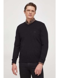 βαμβακερό πουλόβερ boss χρώμα: μαύρο 100% βαμβάκι