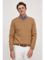 βαμβακερό πουλόβερ boss χρώμα: μπεζ 100% βαμβάκι