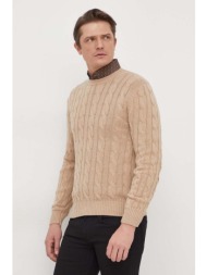 πουλόβερ με προσθήκη μαλλιού united colors of benetton ανδρικά, χρώμα: μπεζ 35% πολυαμίδη, 30% μαλλί