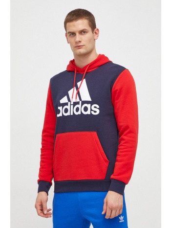 μπλούζα adidas χρώμα κόκκινο, με κουκούλα κύριο υλικό 78%