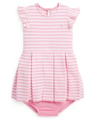 βρεφικό βαμβακερό φόρεμα polo ralph lauren χρώμα: ροζ 100% βαμβάκι