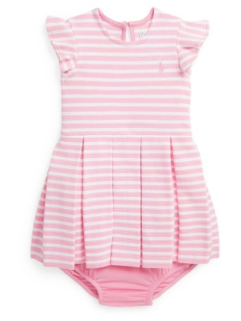 βρεφικό βαμβακερό φόρεμα polo ralph lauren χρώμα ροζ 100%