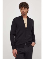 μάλλινη ζακέτα boss χρώμα: μαύρο 100% μαλλί