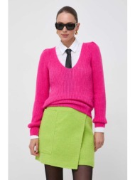 πουλόβερ με προσθήκη μαλλιού morgan γυναικεία, χρώμα: ροζ 44% ακρυλικό, 41% πολυαμίδη, 15% αιγοκάμηλ