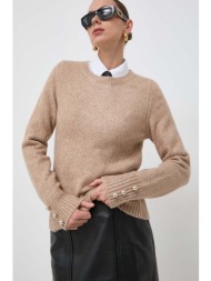 πουλόβερ με προσθήκη μαλλιού morgan γυναικεία, χρώμα: μπεζ 56% ακρυλικό, 38% πολυαμίδη, 6% μαλλί