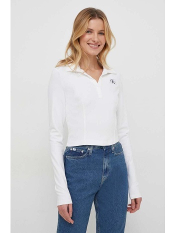 longsleeve calvin klein jeans χρώμα άσπρο 66% βισκόζη, 30%
