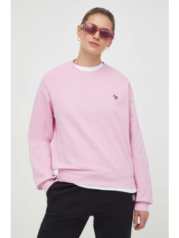 βαμβακερή μπλούζα ps paul smith γυναικεία, χρώμα ροζ 100%