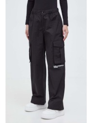 παντελόνι φόρμας karl lagerfeld jeans χρώμα: μαύρο 100% πολυαμίδη