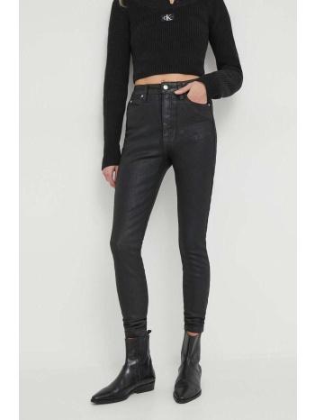 τζιν παντελονι calvin klein jeans χρώμα μαύρο 92% βαμβάκι