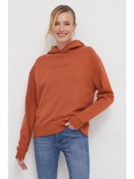 βαμβακερή μπλούζα calvin klein γυναικεία, χρώμα: πορτοκαλί, με κουκούλα κύριο υλικό: 100% βαμβάκι
φό