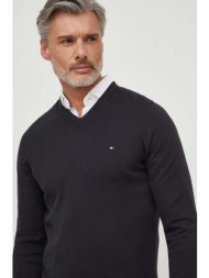 βαμβακερό πουλόβερ tommy hilfiger χρώμα: μαύρο 100% βαμβάκι