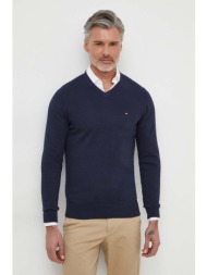 βαμβακερό πουλόβερ tommy hilfiger χρώμα: ναυτικό μπλε 100% βαμβάκι