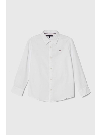 παιδικό βαμβακερό πουκάμισο tommy hilfiger χρώμα άσπρο
