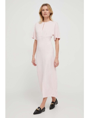 φόρεμα tommy hilfiger χρώμα ροζ 47% lyocell, 41% βαμβάκι