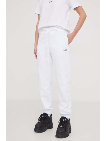 βαμβακερό παντελόνι msgm χρώμα άσπρο 100% βαμβάκι