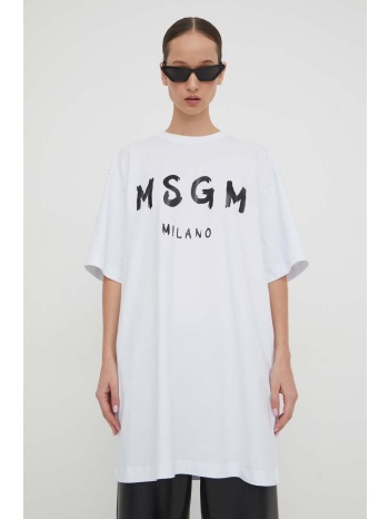 βαμβακερό φόρεμα msgm χρώμα άσπρο 100% βαμβάκι