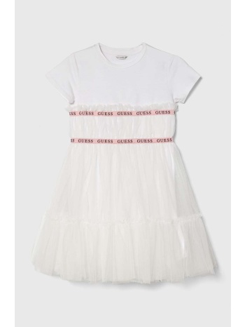παιδικό φόρεμα guess χρώμα άσπρο υλικό 1 95% βαμβάκι, 5%