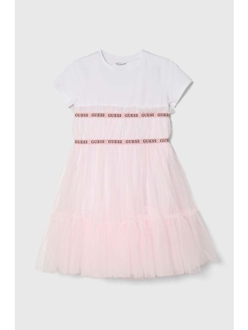 παιδικό φόρεμα guess χρώμα ροζ υλικό 1 95% βαμβάκι, 5%
