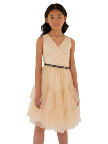 παιδικό φόρεμα guess χρώμα μπεζ κύριο υλικό 100%