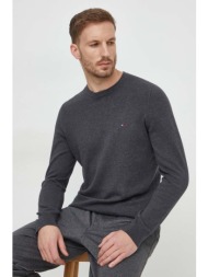βαμβακερό πουλόβερ tommy hilfiger χρώμα: γκρι 100% βαμβάκι