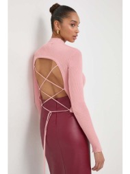 βαμβακερό πουλόβερ guess χρώμα: ροζ 100% βαμβάκι