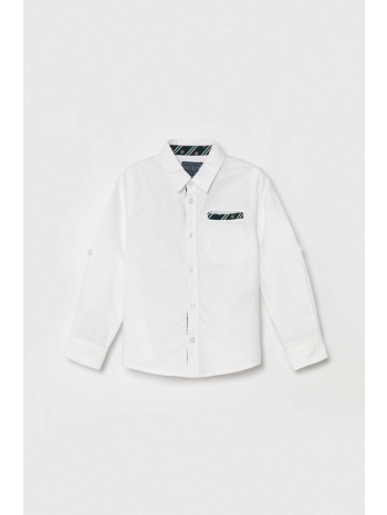 παιδικό βαμβακερό πουκάμισο guess χρώμα άσπρο 100% βαμβάκι