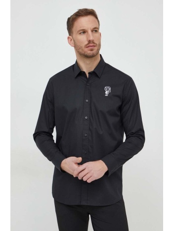 πουκάμισο karl lagerfeld χρώμα μαύρο 95% βαμβάκι, 5%