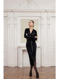 βελούδινο φόρεμα answear lab χρώμα: μαύρο 93% πολυεστέρας, 7% σπαντέξ