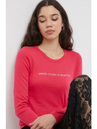 βαμβακερή μπλούζα με μακριά μανίκια united colors of benetton χρώμα: ροζ 100% βαμβάκι