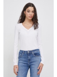 βαμβακερή μπλούζα με μακριά μανίκια united colors of benetton χρώμα: άσπρο 100% βαμβάκι