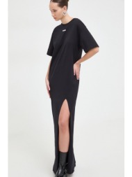 βαμβακερό φόρεμα msgm χρώμα: μαύρο 100% βαμβάκι